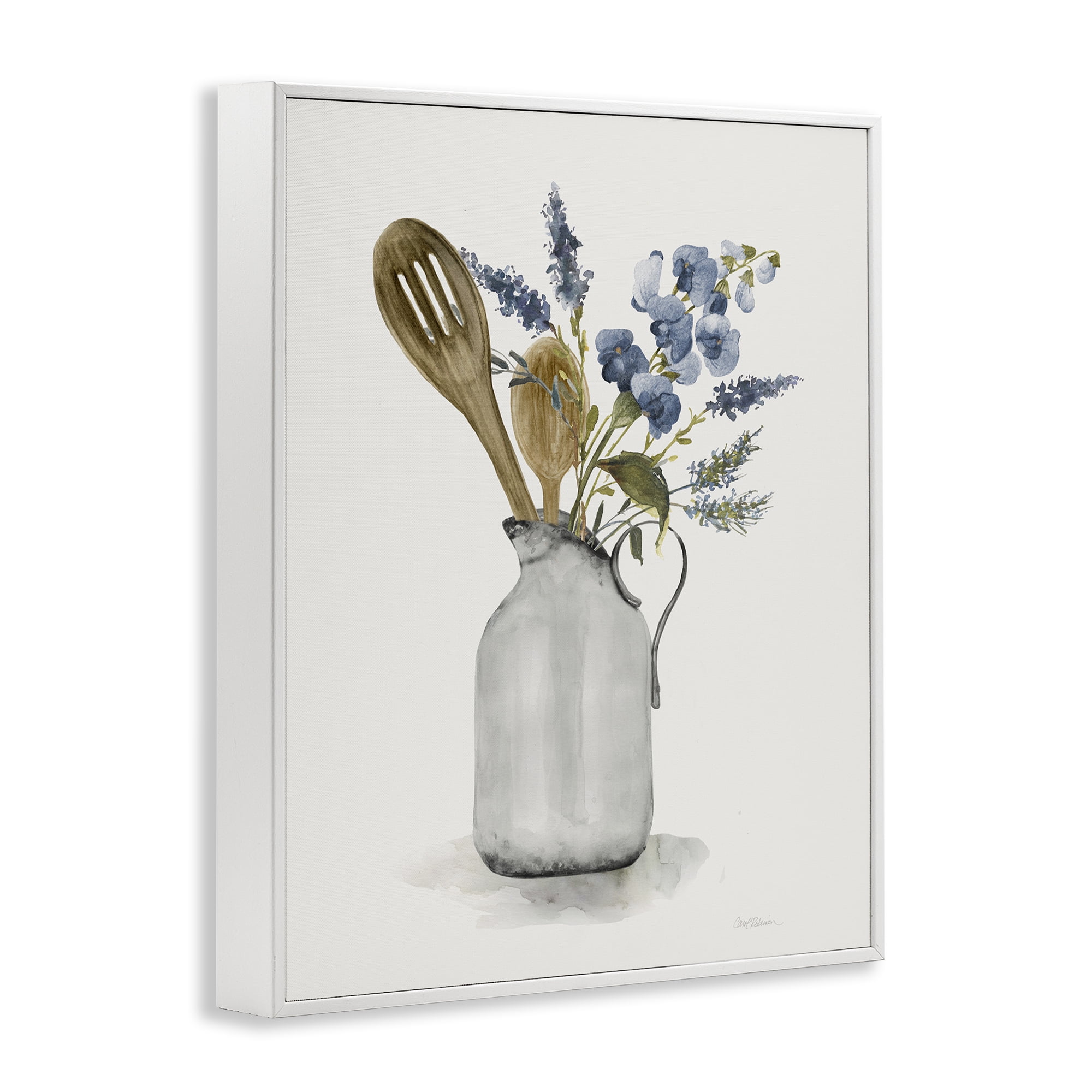 Stupell Industries Vintage Pitcher with Utensils White Framed Giclee Art, design by Carol Robinson