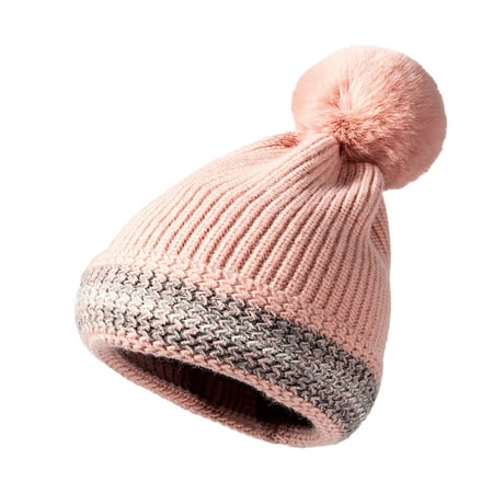 

Dadaria Fedora Hats for Women Winter Hats For Men And Women Hair Ball Striped Woolen Hat Women Eavesless Flanging Autumn And Winter Outdoor Warmth Thick Knitted Hat Pink Women