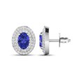thumbnail image 3 of Fine Color Jewels Tanzanite Halo Earrings for Women 14K White Gold with Diamond Accent, 3 of 6