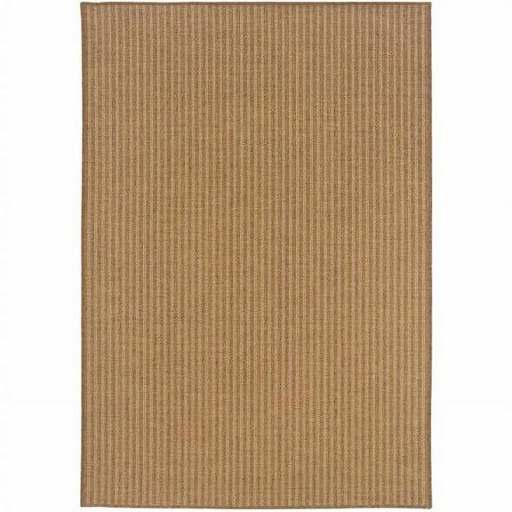 HomeRoots  3 x 5 ft. Tan Striped Stain Resistant Indoor & Outdoor Rectangle Area Rug - Tan - 3 x 5 ft.