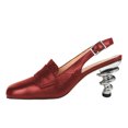 thumbnail image 2 of YDN Women's Closed Square Toe Loafers Special Spiral Heels Slingback Buckled Back Strap Shoes for Party Casual Daily Dressy Pumps Shoes Size 6 Red, 2 of 4