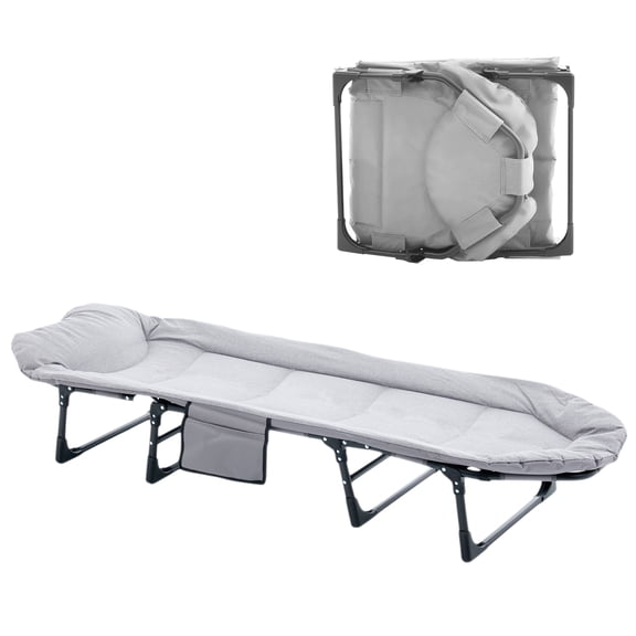 CONCETTA 71 Inch Camping Cot Extra Wide, Heavy-Duty Oxford Fabric, Portable Folding Sleeping Bed, Gray