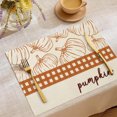 thumbnail image 2 of 2 Pcs Fall Harvest Linen Placemats, Cute Maple Leaf Pumpkin Print Insulated Table Mats for Thanksgiving Party Catering Decorations, 2 of 6