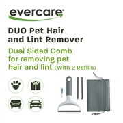 Evercare Duo Pet Hair and Lint Remover with 2 Refills, Dual-Sided Comb for Removing Pet Hair and Lint from Clothing and Furniture White