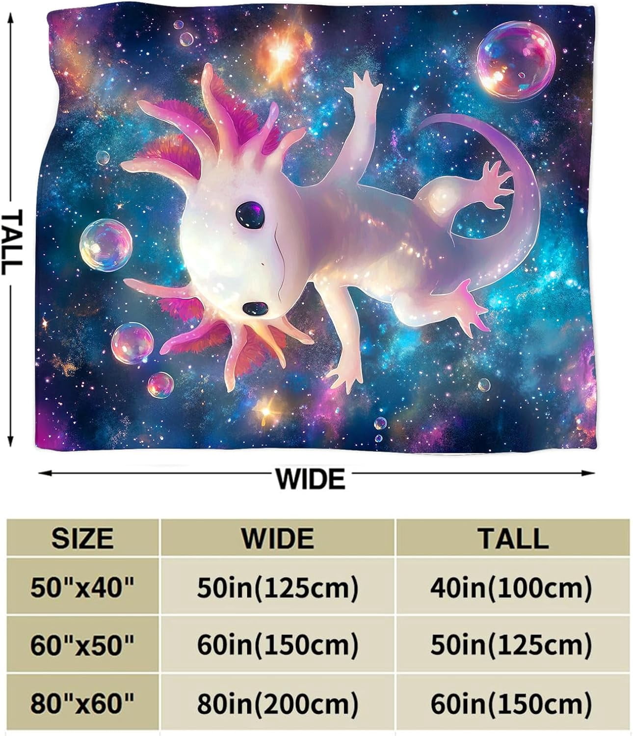 Axolotl Blanket Gifts for Girls Boys Soft Warm Plush Cute Kawaii Axolotl Animal Galaxy Throw Blanket Flannel Fleece Fuzzy Salamander Blanket for Kids Lover Bed Couch Living Room Decor 50"X40"