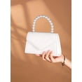 thumbnail image 4 of Women's White Envelope Clutch Purse with Faux Pearl Handle for Wedding Evening Party, 4 of 7