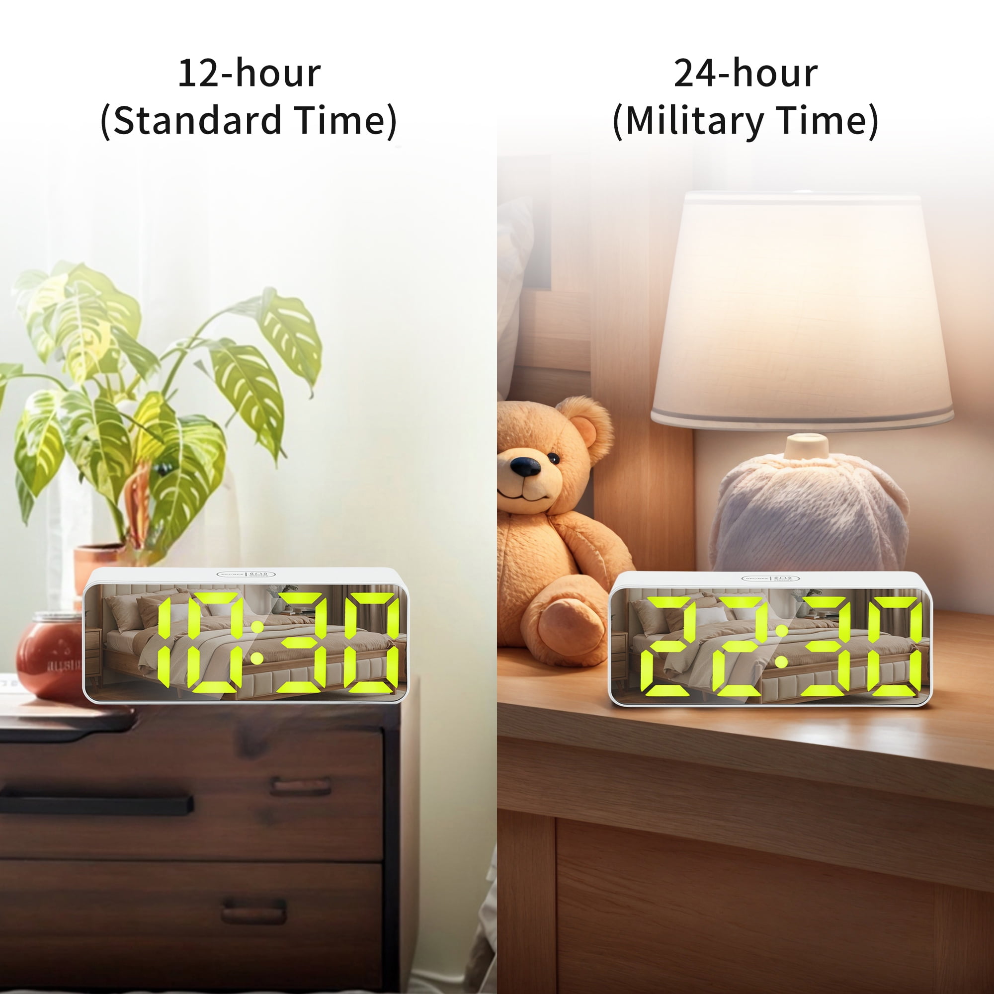 Unique Bargains Alarm Clock Black Housing and Yellow Light 5.5"L x 1.2"W x 2.2"H