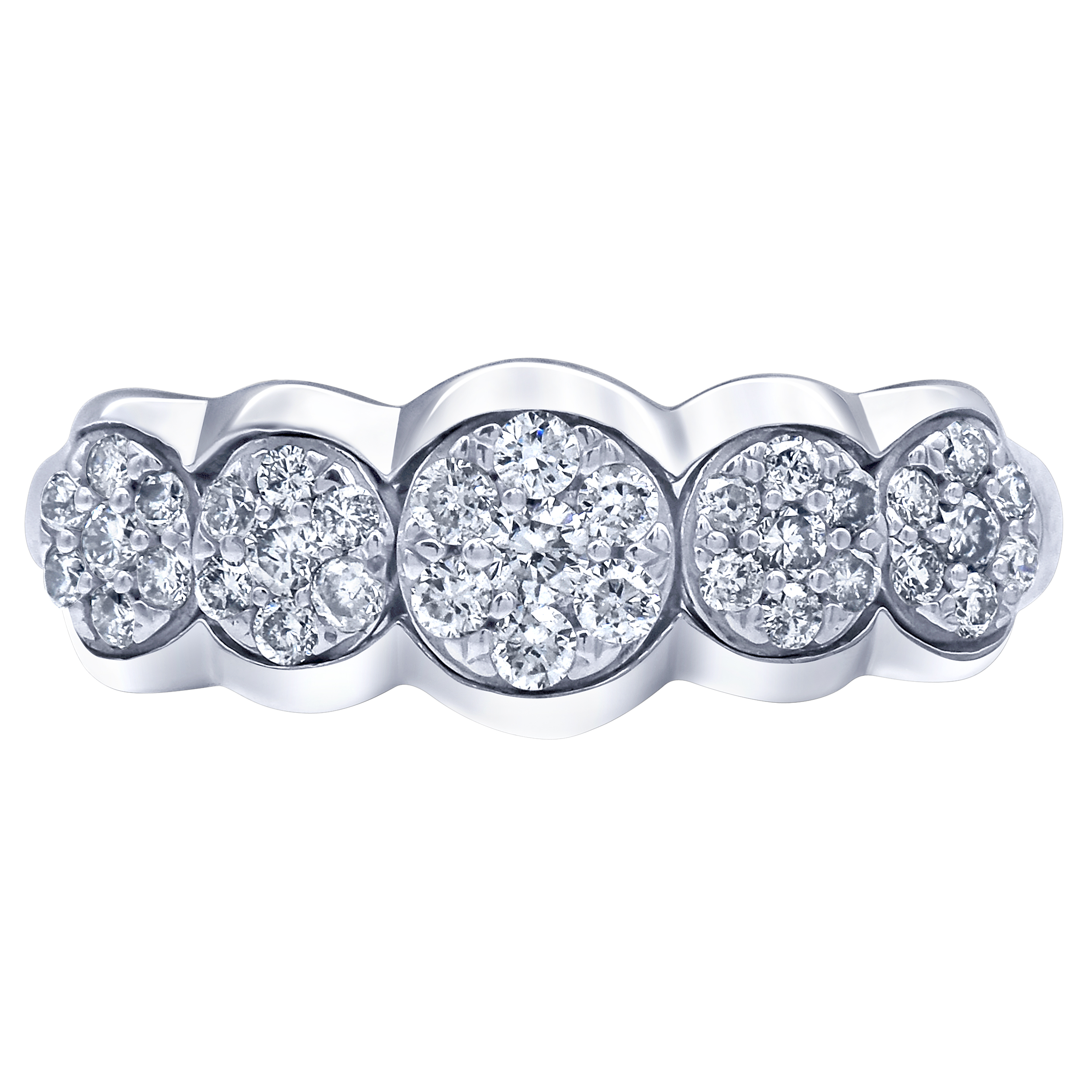 Arista 1/2 Carat T.W Round Lab Grown Diamond Women's Five Cluster Wedding Ring in Sterling Silver (I, SI)
