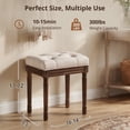 thumbnail image 3 of Dycanpo 16" Vintage Vanity Stool, Button Tufted Upholstered, Solid Wood Legs, Linen Dark Brown, 3 of 8