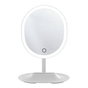 Thinkspace Beauty Round LED Lighted Countertop Mirror. Freestanding Mirror. 12" H x 7.5" W x 5.5" D