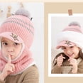 thumbnail image 3 of Kids Winter Neck Warmer Hat Knitted Plush Children Toddlers Kniting Warm Ear Protection Cap Gray, 3 of 10