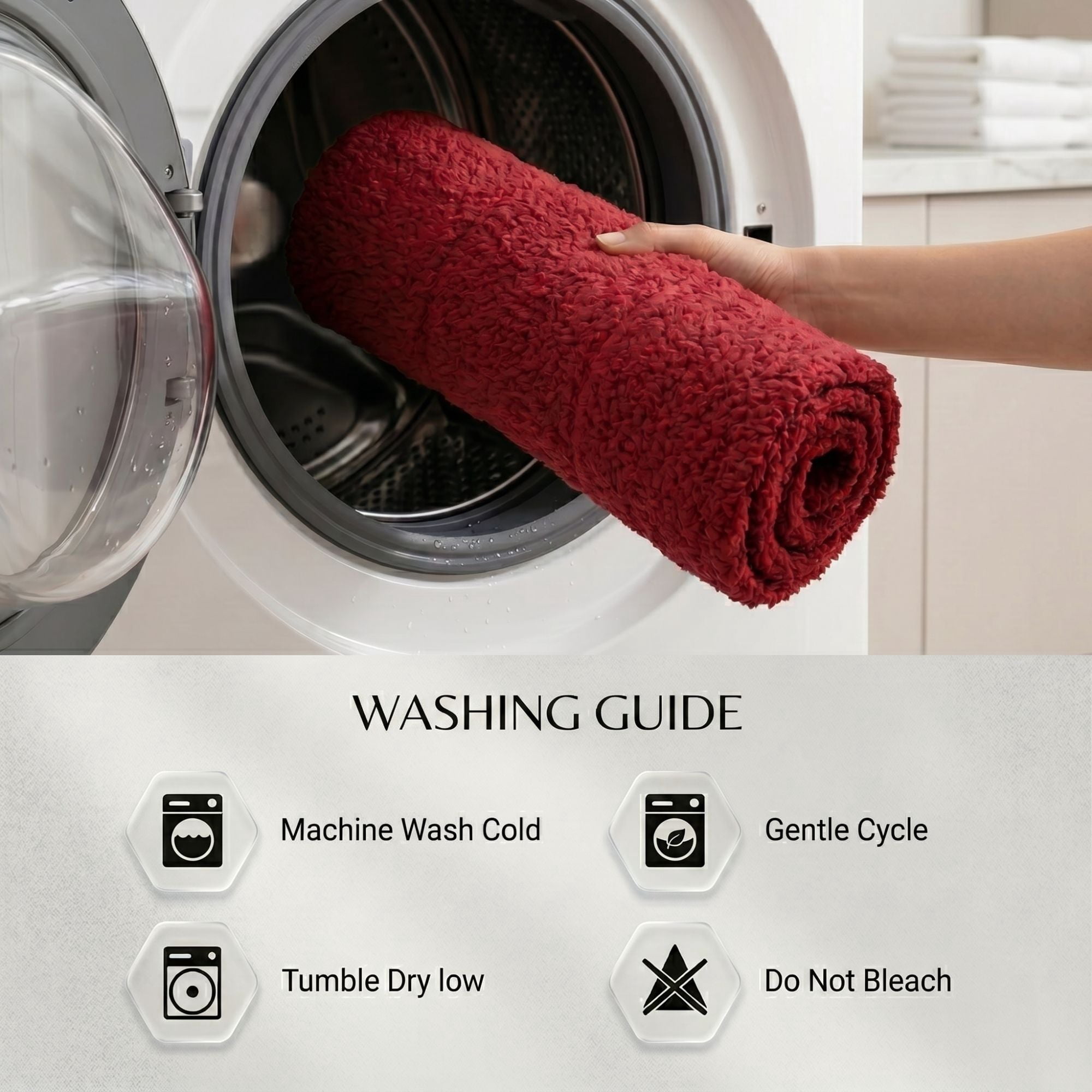 Superior Checkered Cotton Washable Non-Slip Bath Rug, Runner Size, Burgundy