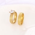 thumbnail image 4 of His and Hers Matching Stainless Steel Diamond Argyle Pattern Couple Rings, Gold, Fashion and Simplicity, Electroplated and Mosaic, 4 of 5