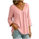 thumbnail image 5 of Neewe Women's Cotton Linen 3/4 Length Sleeve Tops V Neck Pleated T Shirts Loose Fit Blouses Casual Tees 2026 Fashion Clothes, 5 of 8