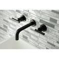 thumbnail image 2 of Kingston Brass KS8125CML Manhattan 2-Handle 8 in. Wall Mount Bathroom Faucet, Oil Rubbed Bronze, 2 of 5