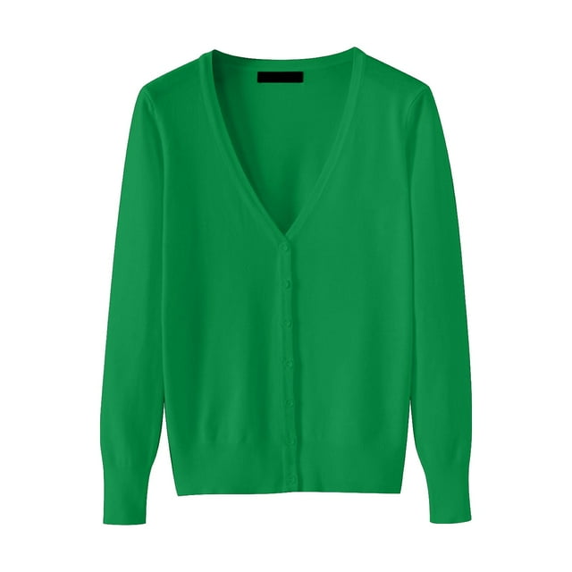 IMENGL cardigan Léger à Col en V Tricoté Grande Taille Disponible, Vert m, Taille m-5TG