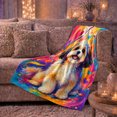 thumbnail image 6 of Vibrant Shih Tzu Pop Art Portrait, Playful Pet Portrait Pattern, Warm Flannel Blanket for Living Room and Reading Nook, Dog Lovers Friendship Gift, Pet Lover Home Decor, 6 of 9