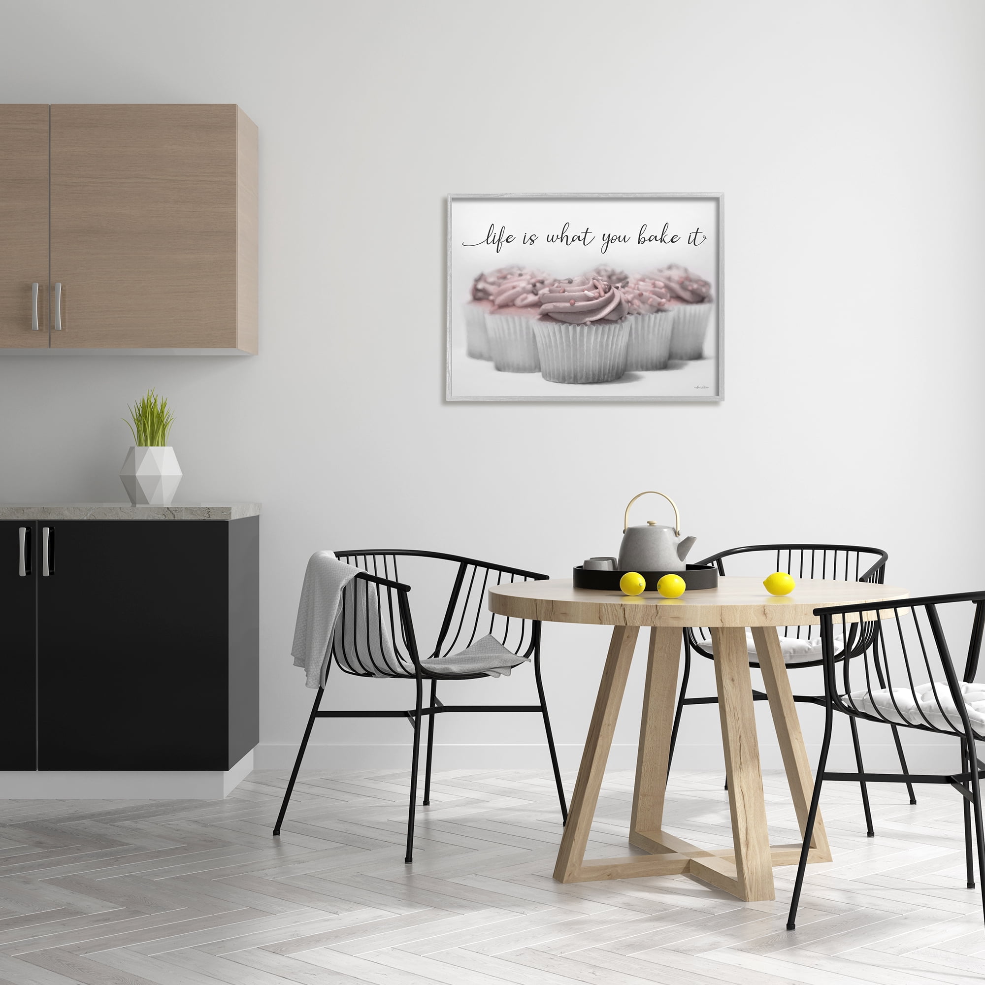 Stupell Life Is What You Bake It Cupcakes Food & Beverage Painting Gray Framed Art Print Wall Art