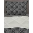 thumbnail image 3 of Abstract Comforter & Sham Bedding Set, Modernistic Hatched Shapes Geometrical Pattern Concave Star Like Shape and Square, 3 pcs Duvet Set Microfiber Filling Quilt, 5 Sizes, Grey White, by Ambesonne, 3 of 4