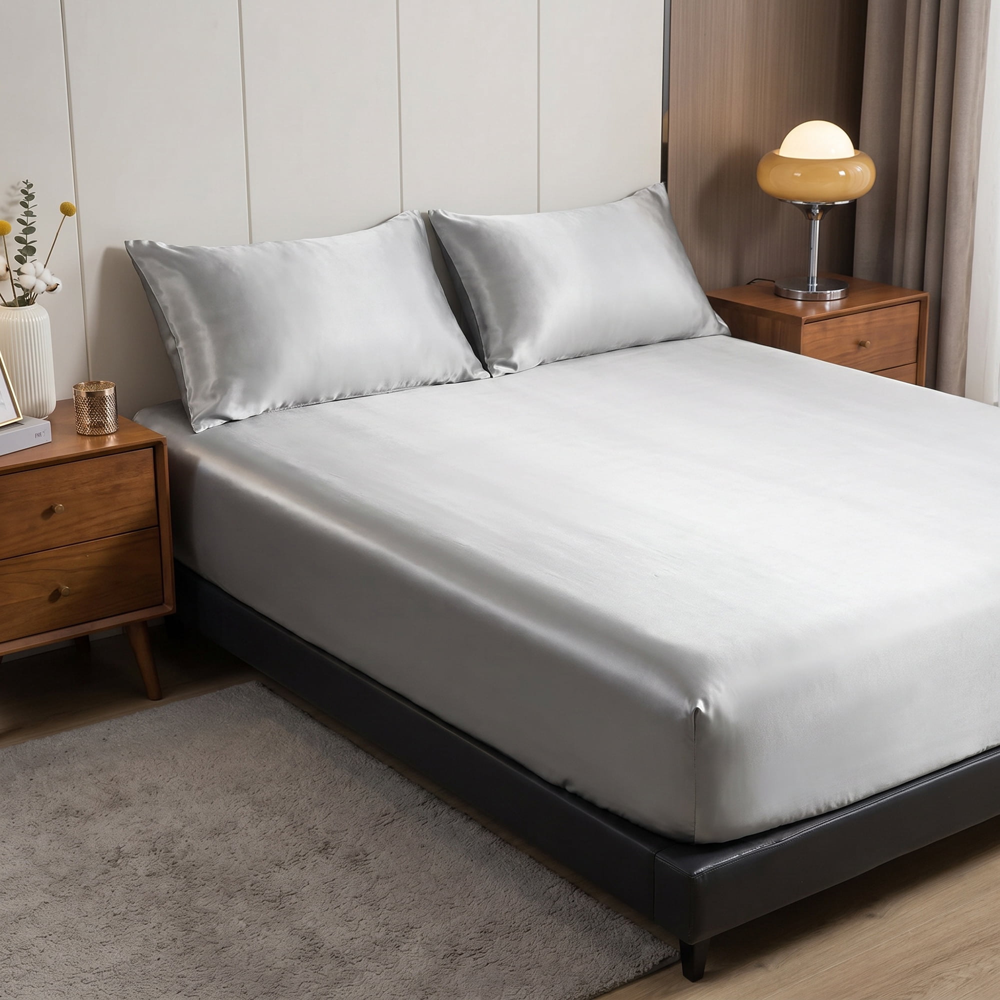 Unique Bargains Fitted Sheet Polyester Bed Sheets Anti Wrinkle for Sleep 60.2"x79.9" Grey