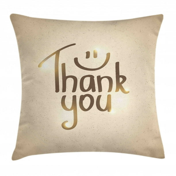 Thank You Throw Pillow Cushion Cover, Simple Typography with Smiling