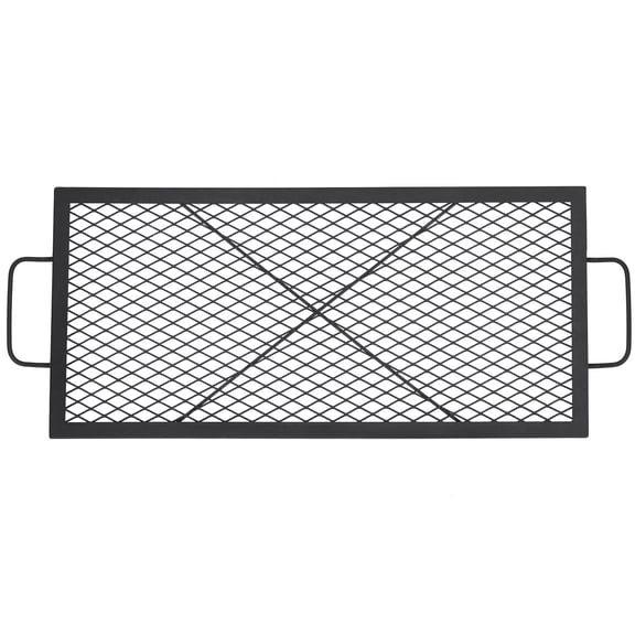 Heavy-Duty Carbon Steel Fire Pit Grill Grate, 32x15 Inch Rectangle Portable BBQ Cooking Grid with Non-Stick Coating, Handles for Camping, RV, Backyard, Easy Clean, Rust Resistant