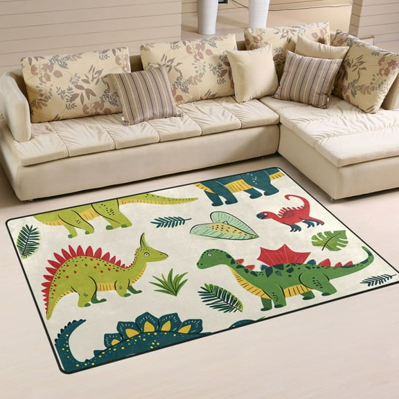Cartoon Dinosaur Area Floor Mats Non-Slip Rugs Soft Doormat 31 x 20 inch Carpet for Living Dining Room Bedroom Decorative