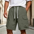 thumbnail image 6 of TEAJOPSUU Men's Cargo Shorts Plus Size Casual Elastic Waist Drawstring Quick Dry Gym Beach Sports Shorts with Pockets B-Olive Green, 6 of 7