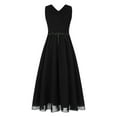 thumbnail image 3 of TiaoBug Kids Girls Sleeveless Chifon Wedding Dress Shiny V Neck Party Flower Girl Dresses Black 8, 3 of 7