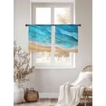 thumbnail image 2 of Teal Blue Coastal Beach Sheer Curtains 54 Inch Length 2 Panels Set, Summer Nautical Ocean Beige Seaside Voile Window Treatment Rod Pocket Short Kitchen Curtains Drapes for Bedroom 52"x54"x2, 2 of 7