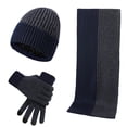 thumbnail image 2 of Winter Set with Contrast Cuffs Stylish Beanie Scarf Gloves Modern Look for Trendsetters Scarf a Hat Gloves, 2 of 5