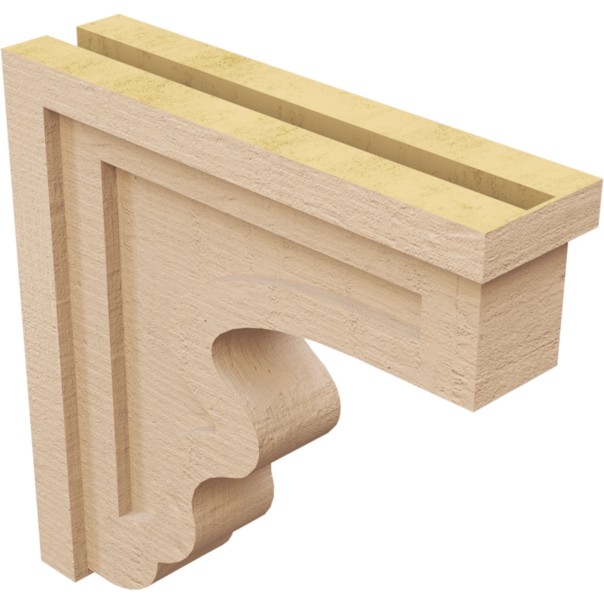 4"W x 16"D x 16"H Thin Highland Rough Cedar Woodgrain TimberThane Corbel, Primed Tan
