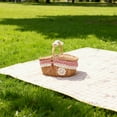 thumbnail image 4 of Wicker Picnic Basket with Removable Liner & Lid, Oval Hand Woven Picnic Hamper with Foldable Handle for Camping, Outdoor, Easter, Gift Storage, 4 of 8