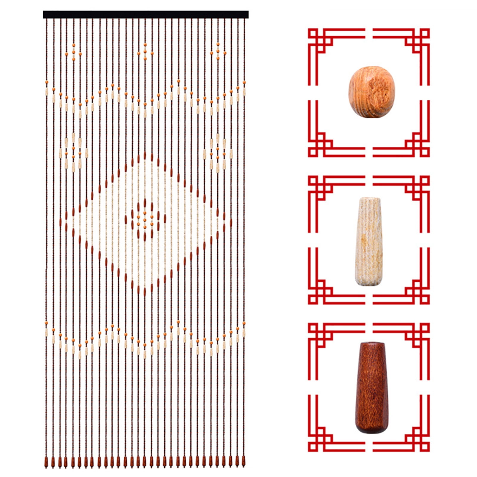 TOOL1SHOoo Wooden Bead String Door Curtain 31-Line Balcony Bedroom Door Porch Drape Divider