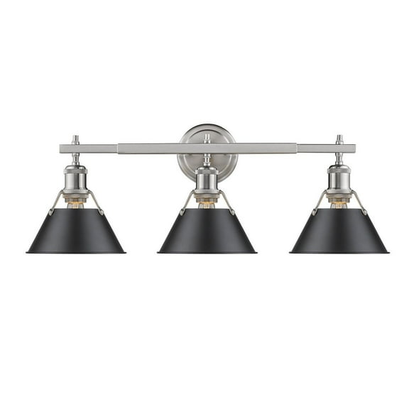 Yep by Golden Lighting Orwell 3-light Vanity in Pewter and Matte Black shade