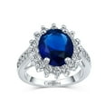 thumbnail image 5 of Bling Jewelry Womens Classic 5CT Blue CZ Sapphire Cubic Zirconia Halo Engagement Ring Silver Plated, 5 of 6