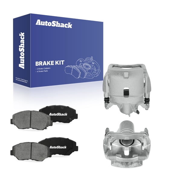 AutoShack Front Brake Calipers & Ceramic Brake Pads for Honda, Element 2003-2011 CR-V 2002-2004, 4WD FWD L4 2.4L