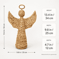 thumbnail image 3 of Vallivelle Handwoven Water Hyacinth Angel Christmas Decor - 13.4" Woven Rattan Angel Religious Tabletop Figurine for Nativity Scene, Mantel, Shelf and Farmhouse Christmas Decorations Indoor Display A, 3 of 8