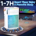 thumbnail image 4 of AEROZY Portable Evaporative Air Cooler, 1200ML Water Tank with 3 Speeds, Cool Mist, 7-Hour Timer, Remote & 7-Color Light for Bedroom and Office, 4 of 6