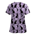 thumbnail image 4 of felwors Scrubs for Women Tops Printed Shirt V Neck Cute Cartoon Pattern Short Sleeve Nursing Uniform with Pockets (Purple, S), 4 of 4