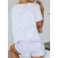 thumbnail image 4 of Womens Tie Dye Printed Ruffle Short Lounge Set Short Sleeve Tops and Shorts 2 Piece Pajamas Set Sleepwear, 4 of 4