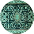 thumbnail image 1 of Ahgly Company Machine Washable Indoor Round Animal Turquoise Blue Traditional Area Rugs, 4' Round, 1 of 4