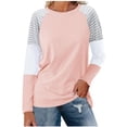 thumbnail image 2 of Cavosen Womens Fall Tops Long Sleeve Plus Size Raglan Sleeve Tunic T Shirt Crew Neck Color Block Tops Pullover Shirts Trendy Casual Blouse Tees Going Out Outfits Pink 2XL, 2 of 9