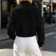 thumbnail image 6 of aohooy Cargo Bomber Jacket Women Cropped Oversized Fall Coat Full Zip Up Stand Collar Long Sleeve Lightweight Jackets with Pocket Black,M, 6 of 7