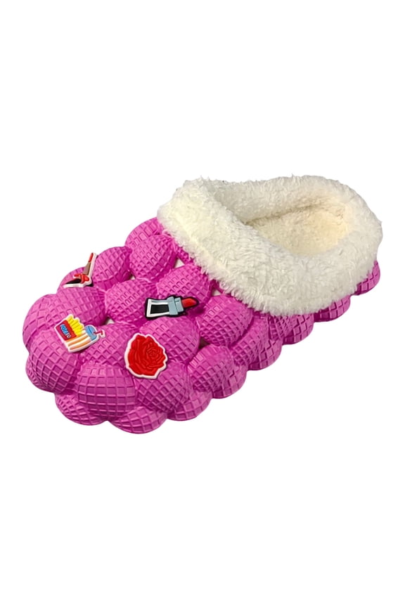 Womens Fleece Lined House Slippers Funny Massage Bubble Slippers Platform Non Slip Winter Warm Indoor Slippers Size 6