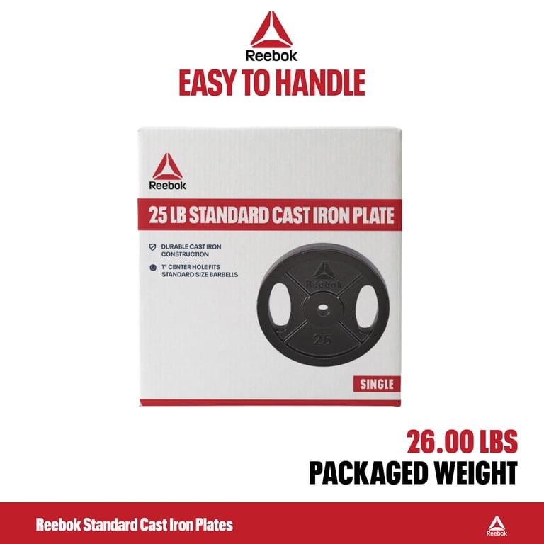 Reebok 25lb Standard Cast Iron Precision Weight Plate with 2-Grip