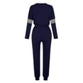 thumbnail image 7 of FRSASU Trendy Women Casual 2 Piece Outfit Long Sleeve Pullover Tops and Drawstring Pants Two Piece Loungewear Set Navy, 7 of 7