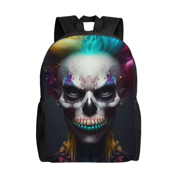 Easygdp Modern Abstract Colorful Skull C Mochila Versátil y Elegante: Comodidad, Almacenaje y Durabilidad para la Universidad, Trabajo, Viajes y Uso Diario