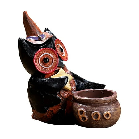 

Owl Statue Resin Owl Statue And Witch Hat Desktop Animal Owl Table Center Decoration Party Home Decoration