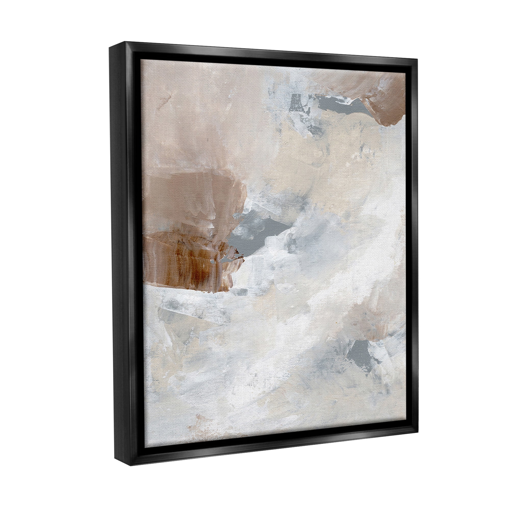 Stupell Industries Neutral Subtle Painting Abstract Painting Black Floater Framed Canvas Art Print Wall Art, 25 x 31